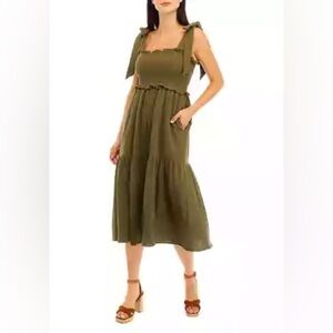 Chelsea and Theodore Olive Tie Dress